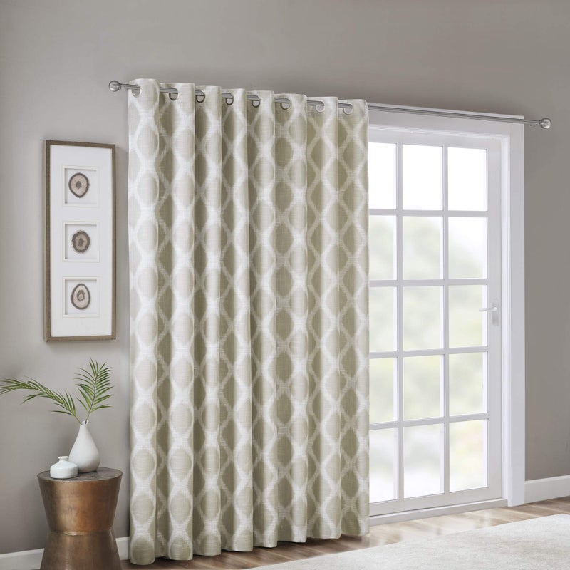 SUNSMART Sun Smart Blakesly Blackout Curtains Patio Window, Ikat Print, Grommet Top Living Room Decor, Living Room Decor, Thermal Insulated Light Blocking Drape for Bedroom and Apartments, 100" x 84", Taupe - Image 2